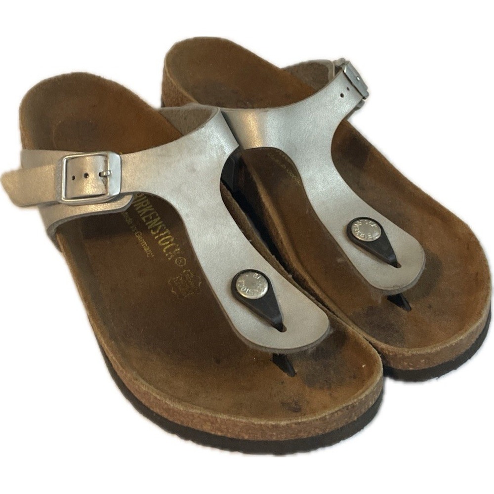 Birkenstock  Gizeh Thong Sandals Metallic Silver Slide Youth Size 3